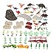 100-Pack Dinosaur Toy Set Figurines - Realistic Plastic Toy Dinosaur Figures with Plastic Props for Children, Themed Parties, Decorations, Includes Carrying Case - 10.5 x 6.5 x 8.2 Inches