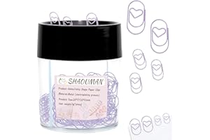 SHAOUMAN Fatty Shape Paper Clips Anti-Rust Non-Slip Design, Multi-Color Set with Magnetic Paper Clips Holder for Office School (Purple, Small/Medium)