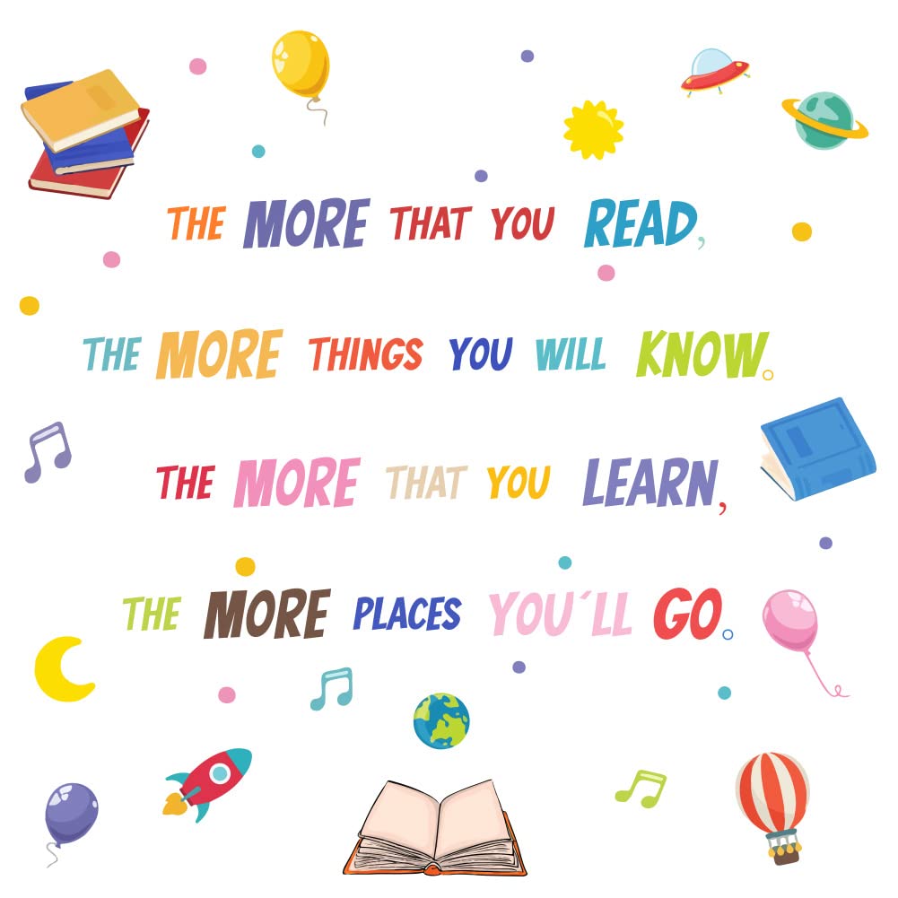 SUPERDANT Motivational Reading Wall Decal, Black Typographic Contemporary Wall Sticker, Waterproof & Easy to Remove, Ideal for Walls, Windows, Mirrors, Tables, Cars