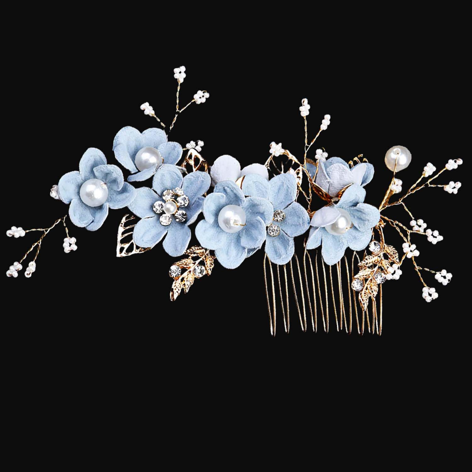 Bridesmaid Hair Accessories, Wedding Hair Side Combs Bridal Hair Pieces Flower Hair Pins For Women Wedding Hair Accessories For Women Girls, Wedding, Ball(Blue)