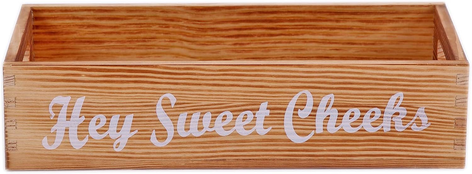 Bathroom Decor Box，Toilet-Home 2 Sides of Funny Bathroom Signs,Diaper Organizer，Caddy Organizer for Masks(Light Burnt Color)