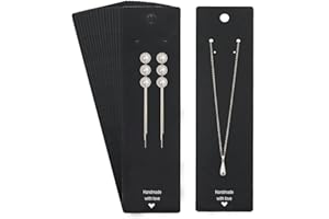 ALLWSLucky 100PCS Necklace Display Cards, 2.16'' x 8.27'' Long Necklace Holder Cards, Handmade with Love Necklace Cards Hanging Tags, Earring Necklace Holders for Selling, Jewelry, Business (Black)