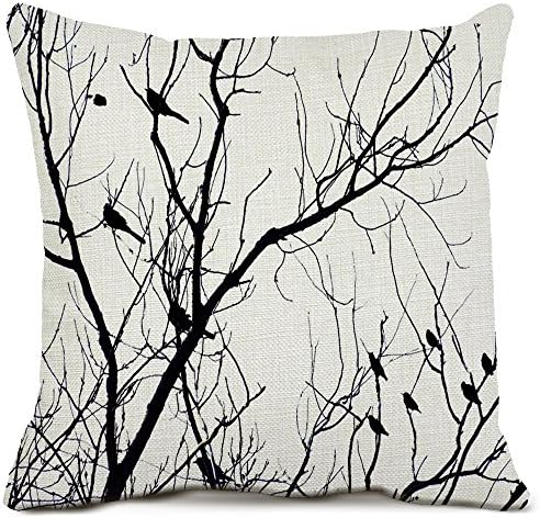 Bird Patterned Cotton Linen Throw Pillow Case Cushion Cover Home Decorative Pillow Cover 20x20 Inch