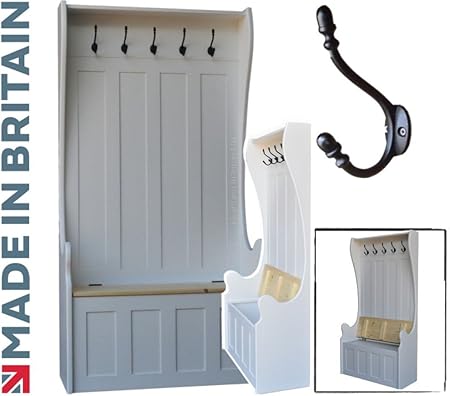 White Painted Storage Bench 175cm Tall Solid Pine Monks Bench