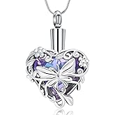 zeqingjw Butterfly Urn Necklaces for Ashes Urn Jewelry for Human Pet Ashes for Women Heart Cremation Necklace for Ashes