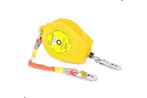 66FT RTOVZON Self Retracting Lifeline, Fall Arrest Fall Protection Dual Alloy Steel Hook Steel Wire Rope Heavy Duty Retractable Lanyard, Roofing Lifeline, SRL, Safety Lanyard
