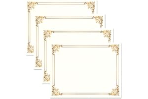 FINE STATIONERY Empire Gold & White Parchment Certificate Papers - Pack of 100, Not FOIL, Laser & Inkjet Printer Compatible, For Office, Business Awards, Graduation, School Diplomas, 8-1/2" x 11" on 60 lb.Text Stock