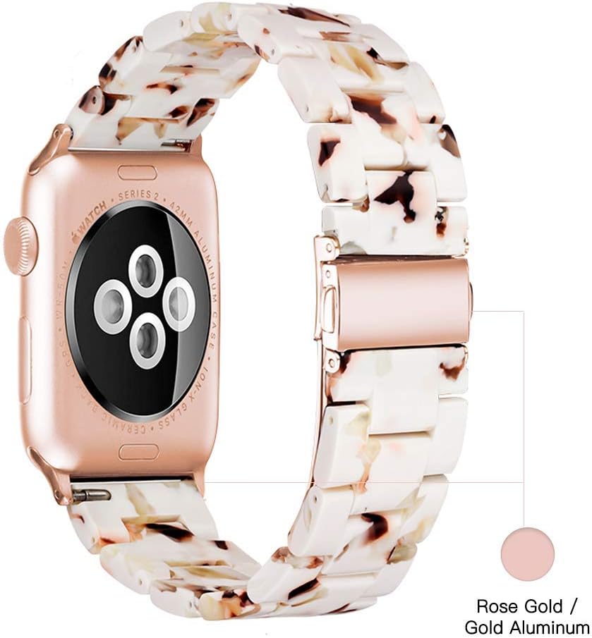 Light Compatible with Apple Watch Strap 41mm 40mm 38mm-Fashion Resin Apple Watch Series 9 Serie 8 Strap,Apple Watch Straps Women Men,Compatible with Apple Watch Serie 9 8 7 SE 6 5 4 3 2 1(41/40/38mm) - Image 3