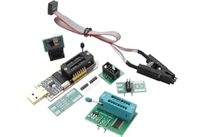 CH341A USB Programmer with SOIC8 Clip for SOP8 EEPROM - Supports 24CXX 25CXX 93CXX Flash, .8V Adapter, USB to TTL Serial Inte