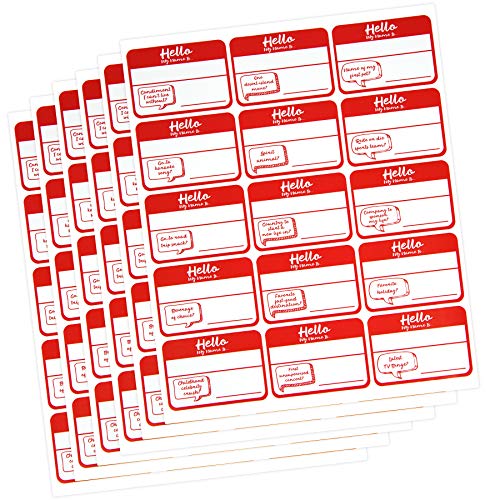"Hello My Name is," Conversation Starter Name Tag Stickers Quick Dry