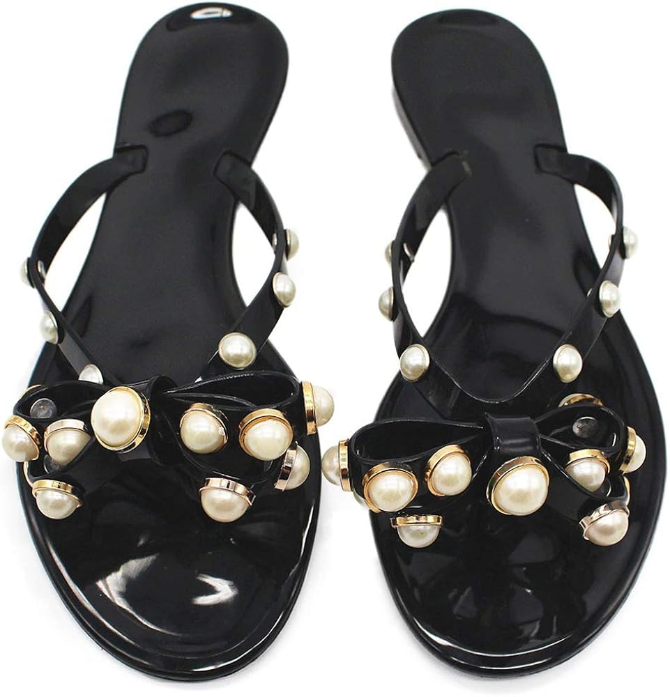 flip flops with bow and studs