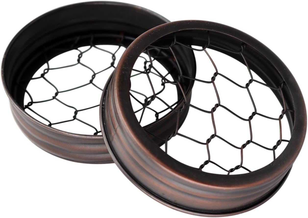 Oil Rubbed Bronze Flower Organizer Frog Lid for Mason Jars (3 Pack, Wide Mouth)