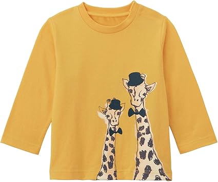 Amazon Co Jp ベルメゾン ｔシャツ 長袖 男の子 プリント ベビー イエロー キリン 90 ベビー マタニティ