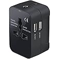 Travel Adapter, Worldwide All in One Universal Travel Adaptor Wall AC Power Plug Adapter Wall Charger with Dual USB Charging 