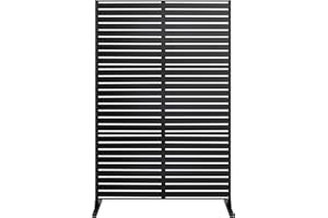 Meyoppm 72" H×47" W Metal Privacy Screen, Outdoor Indoor Privacy Screens with Stand Panels, Free Standing Decorative Privacy Screen for Patio