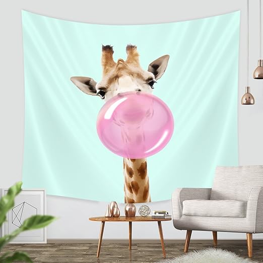 Amazon Com Zblx Funny Giraffe Chutting Gum Tapestry Hanging