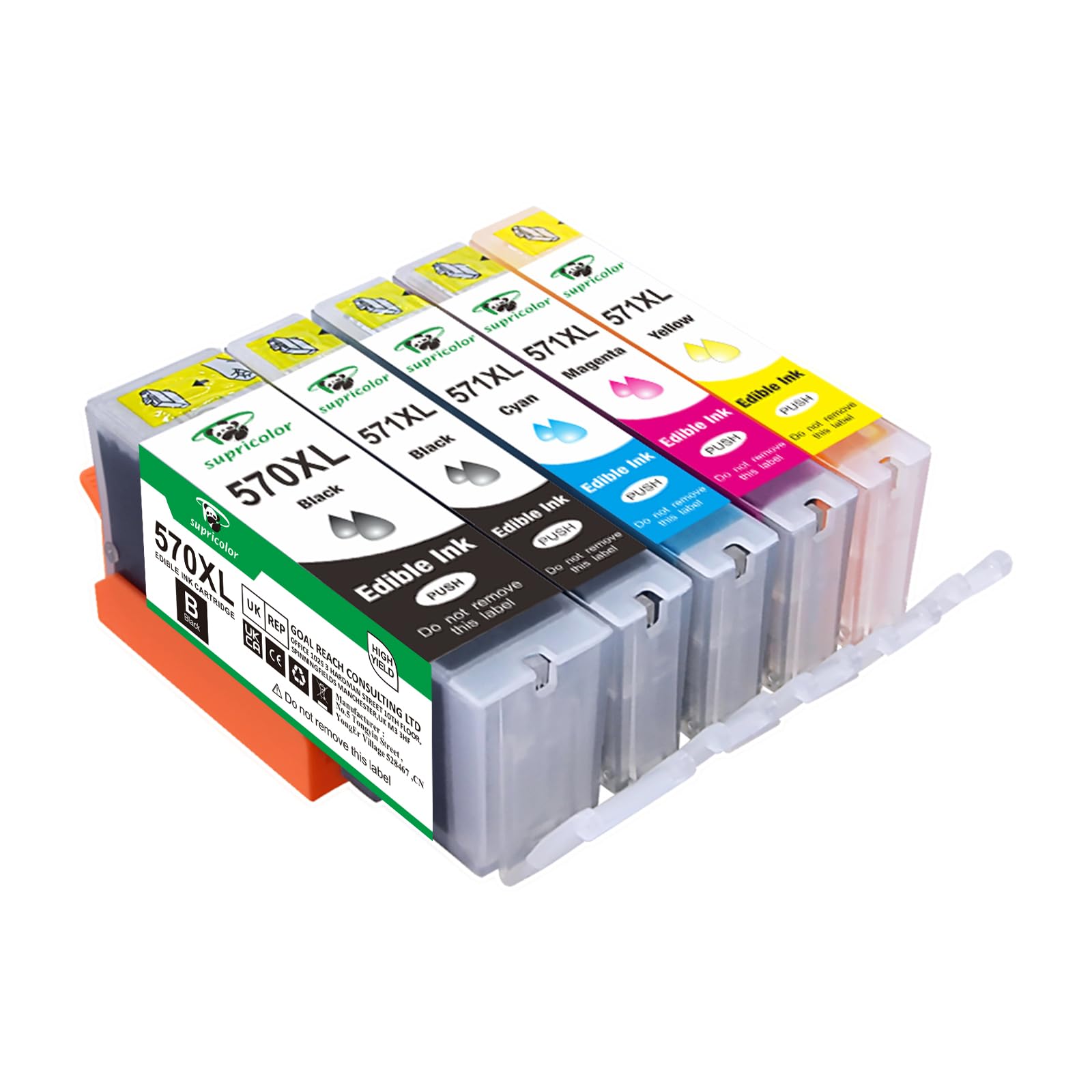 Supricolor Compatible Canon PGI-570xl CLI-571xl Edible Ink Cartridges, Replacement for PGI-570 CLI-571 Use with Canon PIXMA MG5750 MG5751 MG5752 MG5753 TS5050 TS5051 TS5053 TS5055 MG6850 5-Pack