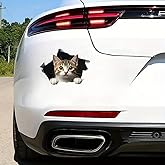 2 pcs 3D Hole Peeping Grey Cat Funny Car Bumper Sticker,5 Inch Vinyl Decal, Waterproof,Die-Cut for Cars,Windows,Laptops