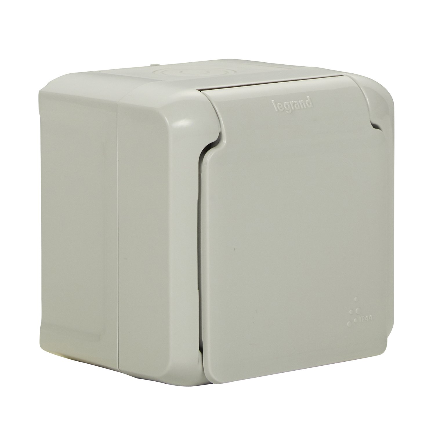 Legrand, Wet Room Surface-Mounted Socket IP44 (1-Way), 2-Pin with Earthing Contact, Child Protection and Lid, for Mounting on the Wall, 782393
