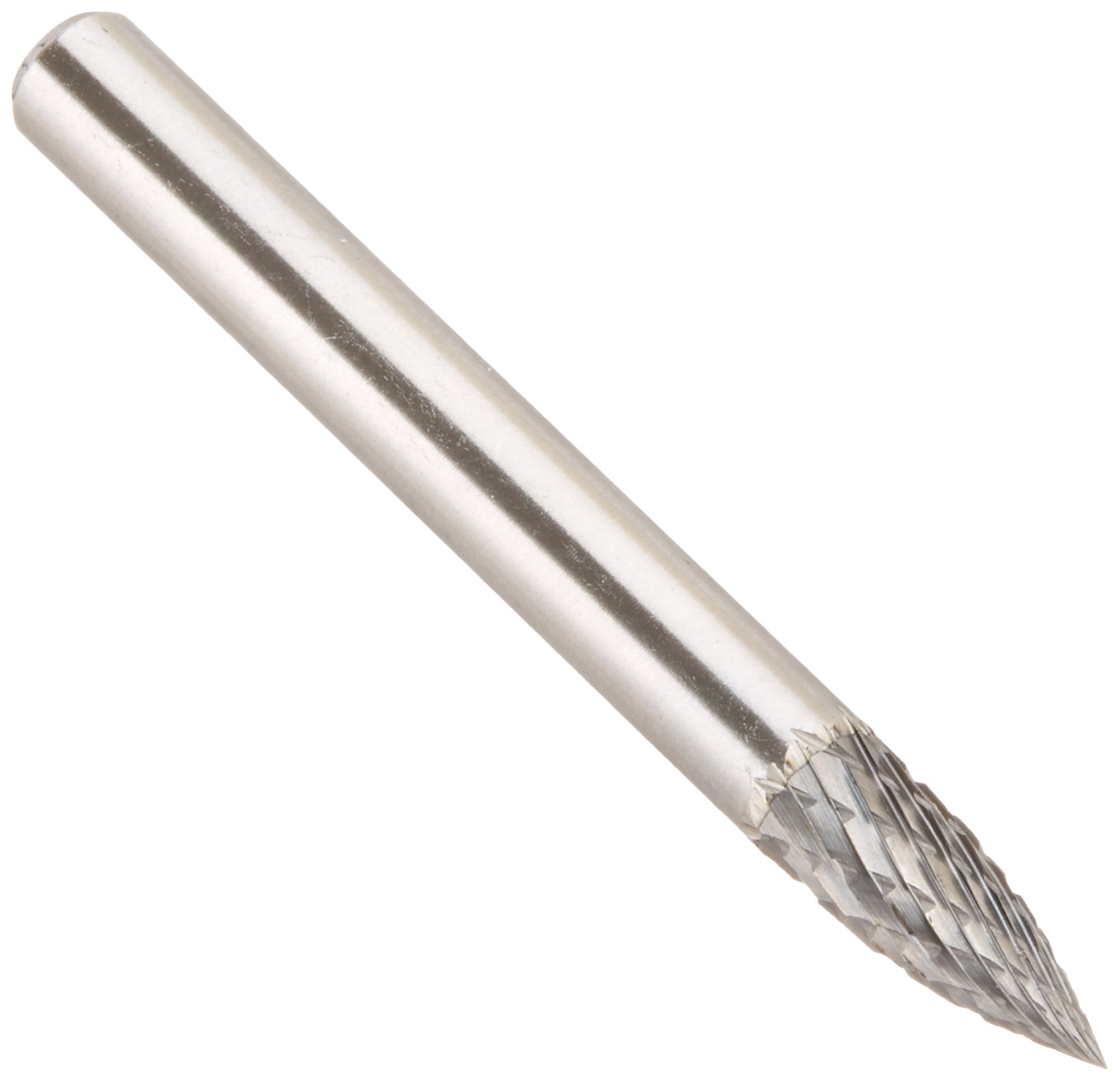 Drill America SG-1 Carbide Burr/Rotary File Tree Pointed-End Double Cut for Die Grinder 1/4" Dia. x 5/8" Cut Length with 1/4" Shank and 2" Overall Length, DUL Series
