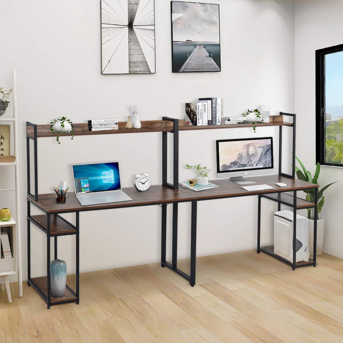 Danxee 95 inch Two Person Desk Extra Long Modern Computer
