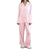 ONIONYOU Satin Pajama Set for Women 2 Piece Long Sleeve Button Up Silky PJ Sets Loungewear Soft Satin Sleepwear with Pocket