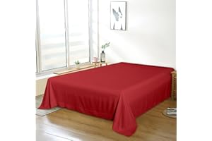 ORGANICTUNE Bedding Full Flat Sheet - Soft Brushed Microfiber, Shrinkage and Fade Resistant Top Sheet - Easy Care - 1 Flat Sheet Only, Wine Red