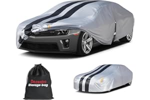 DOZENTRO 10 Layers Sedan Car Cover Custom Fit for Chevy Camaro(2009-2025), 100% Waterproof All Weather for Automobiles, Gift with Towel, Heavy Duty Car Covers for Rain Sun UV Protection with Door Zipper.