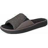 LongBay Men's Comfy Memory Foam Slide Slippers Breathable Mesh Cloth House Shoes