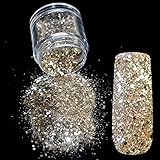 Pure Champagne Mix Makeup Glitter Nail Art Design DIY Glitter Deffierent Size Manicure 3D Powder Pentagon Sequins 265