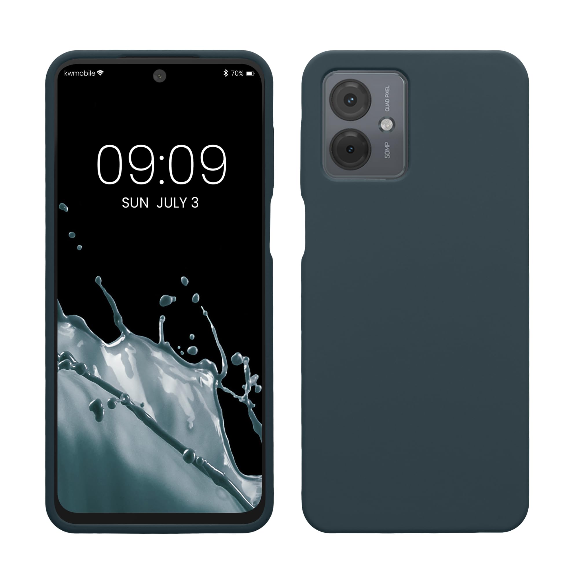kwmobile Case for Motorola Moto G14 Case - Soft Cover - Shockproof Silicone - Wireless Charging Dark Slate โ image 1