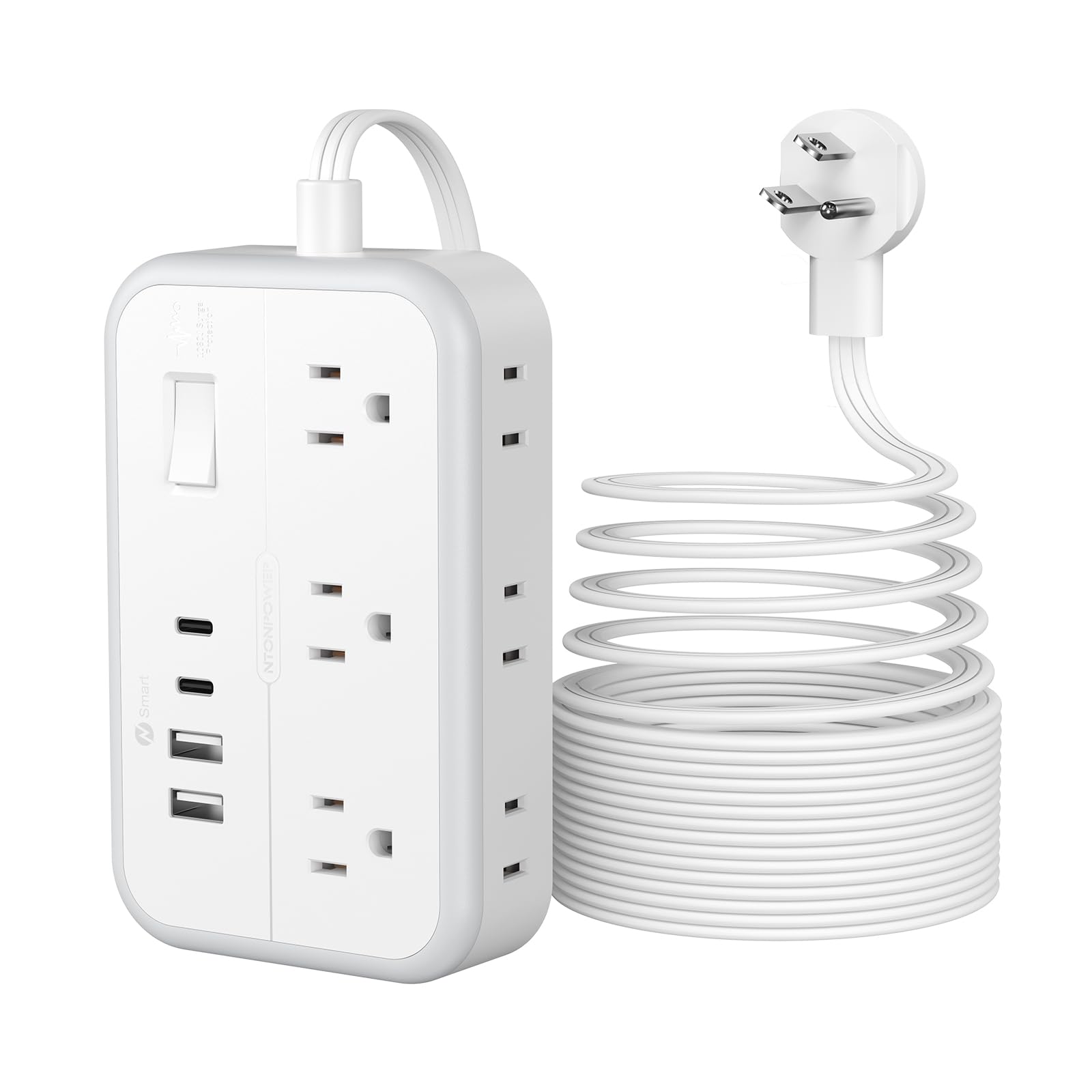 Photo 1 of Flat Plug Extension Cord 25 ft, Surge Protector Power Strip, Outlet Extender with 6 Outlets 4 USB Ports, Overload Protection, Long Extension Cord with Multiple Outlets for Indoor, Home, Office, White