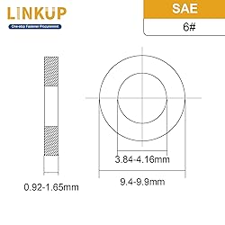 Linkup 950 Pcs 6# SAE Flat washers for Screws for