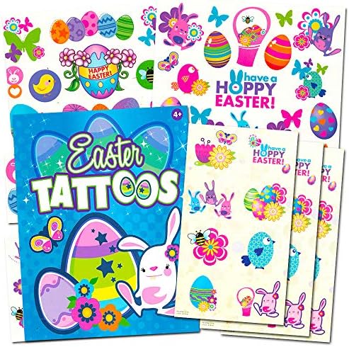 Easter Temporary Tattoos and Easter Stickers Party Favor Pack -- Over 50 Tattoos and Over 20 Stickers (Easter Bunny, Chicks, Easter Eggs and More!)