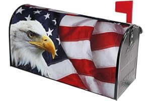 Ouqiuwa American Flag Welcome Magnetic Mailbox Cover, Mailbox Wrap Decorative for Garden Yard Home 21" Lx 18" W
