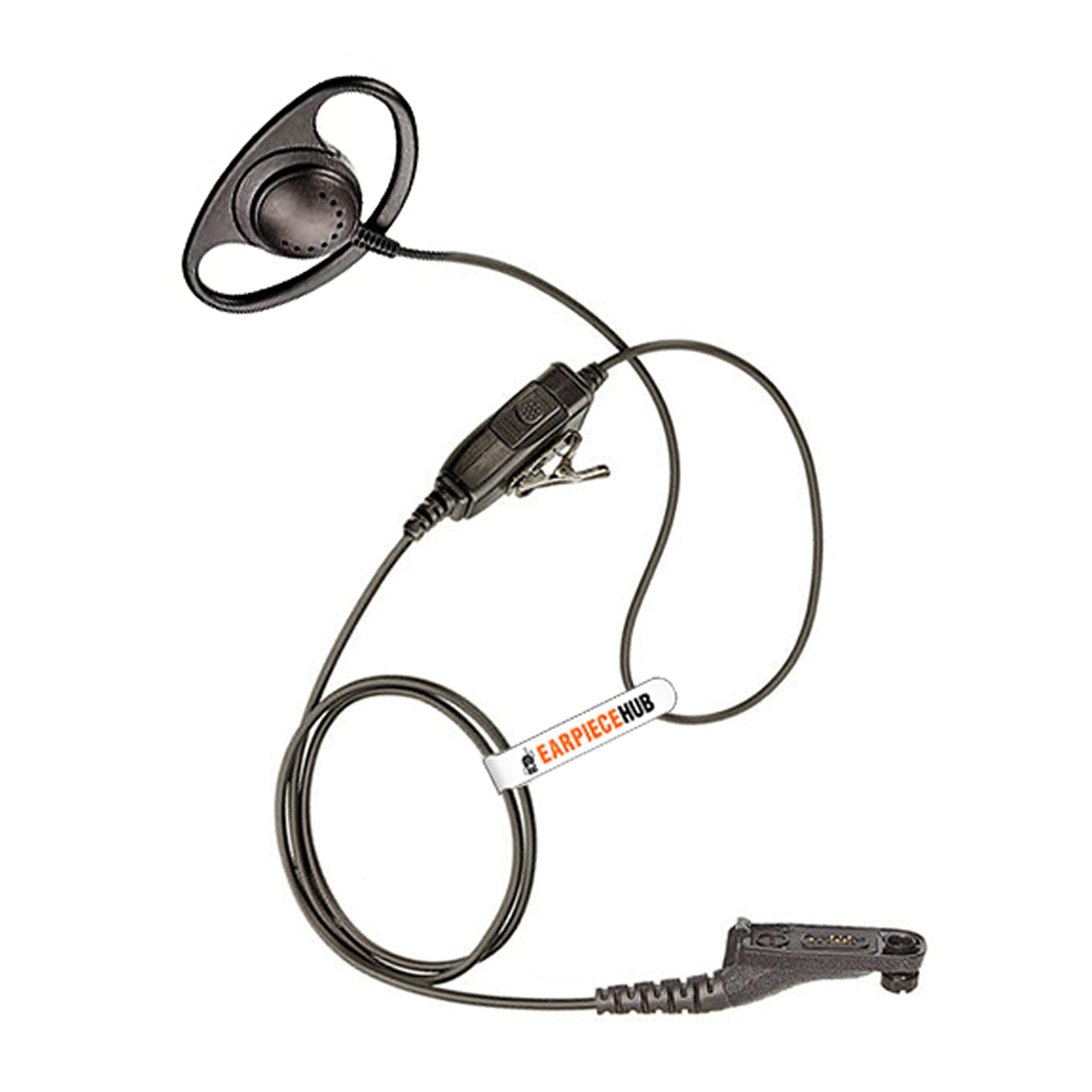D-Shape Earpiece Headset with In-Line PTT Mic compatible with Motorola Multi Pin DP3400 DP3401 DP3600 DP3601 DP4400 DP4600 DP4800 DP4801 DGP4150 XIRP8200 Two Way Radio