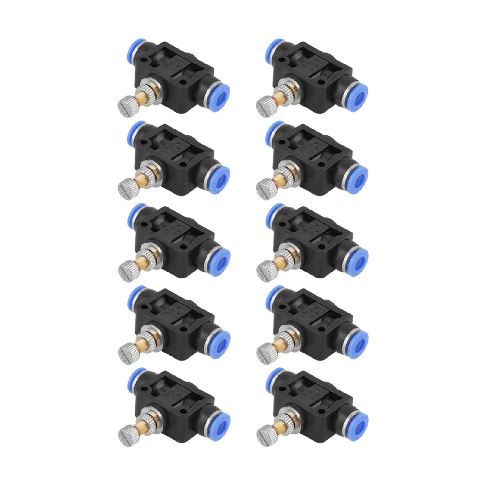 Pneumatic Air Fittings, Air Controller Pneumatic Airflow Regulator 10 pcs/Set Push in Speed Controller 6mm Pneumatic Air Control Valve Connector