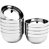 KisSealed 10 Pack Stainless Steel Bowl Set, 13oz Double Walled Insulated Snack Bowls,Lightweight Metal Mixing Bowls Multipurp