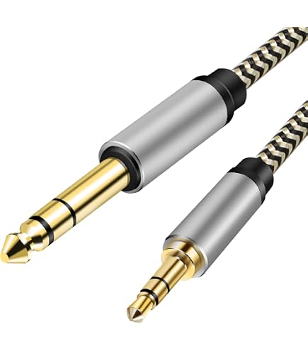 Câble Audio Stéréo 3,5 Mm Mâle Vers 6,35 Mm Mâle - 3 Mètres - Pour Guitare, Piano, Smartphone, Ampli - Connecteurs Plaqués Or