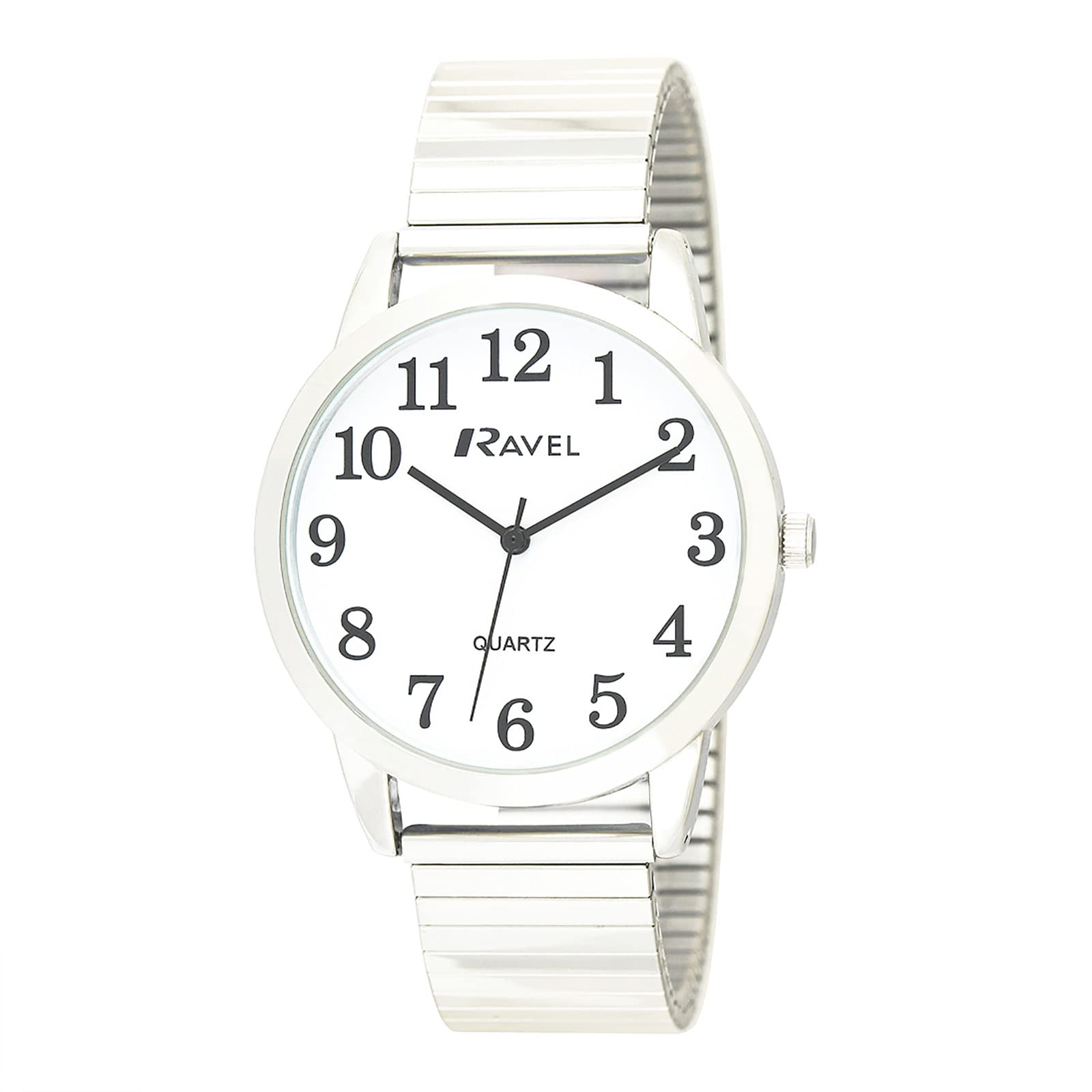 Ravel Modern Minimal Everyday Quartz Watch on Stainless Steel Expander for Men (36mm case) - R0232.01.1 - Silver Tone