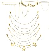 DELORIGIN 8Pcs Waist Chain Belt Jeans Pants Chain, 8 Styles Punk Pocket Chains HipHop Wallet Chains, Adjustable Women Long Belt Body Belly Jewelry for Dresses Jeans Trousers Wallet