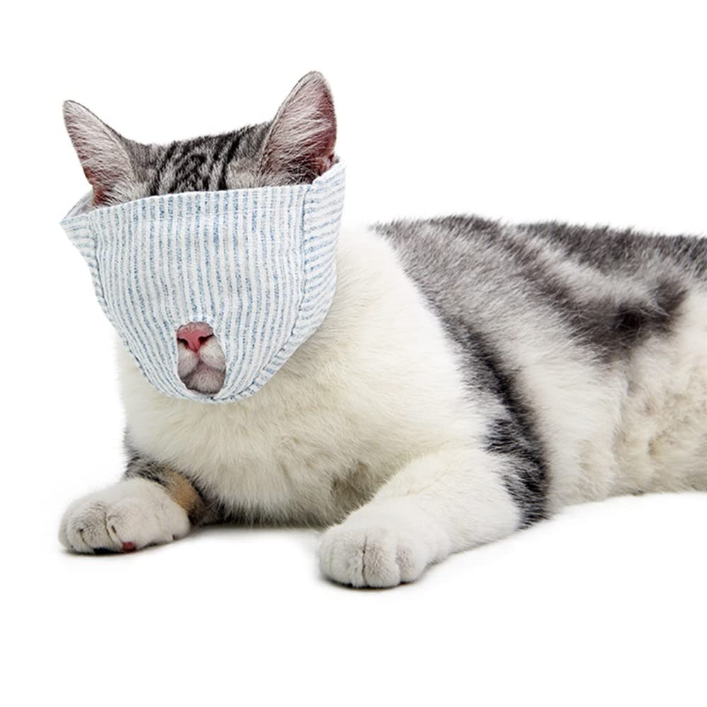 Cat Muzzle, Mesh Anti Bite Kitty Mouth Cover for Prevent Biting Grooming Meowing Chewing Scratching