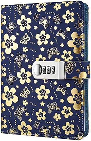 Yakri Stationery Notebook Password With Lock Diary Book Creative Password Diary Handbook Notepad Locking Journal Diary TPN102 (Golden Flowers)