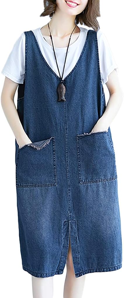 Heaven Days ヘブンデイズ ノースリーブ ワンピース レディース ミモレ丈 デニム ジャンパースカート ａライン 09e0560 ワンピース チュニック 通販 Amazon