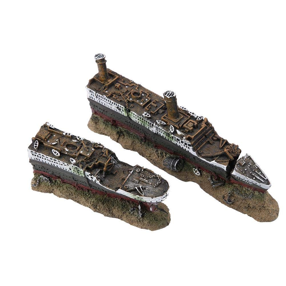 Bicaquu Decoration Ornament,Titanic Lost Wrecked Boat Ship Aquarium Decoration Ornament wreck ornaments