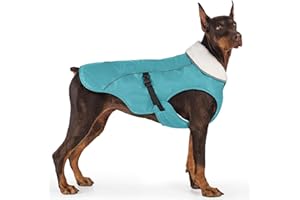 EMUST Dog Cold Weather Coats, Fleece Lining Small/Medium/Large Dog Jacket for Winter, Warm Waterproof Pet Winter Clothes for Large Dogs, Turquoise, XL