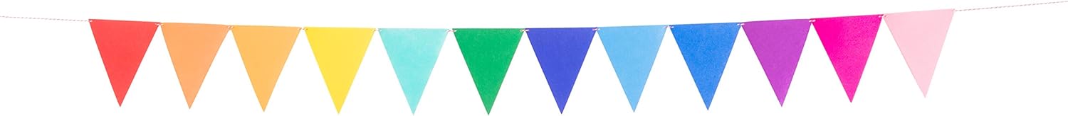 LOVENJOY 2 Rainbow Bunting Fabric Felt Happy Birthday Banner Colorful Birthday Party Decorations, Assembled - Image 4