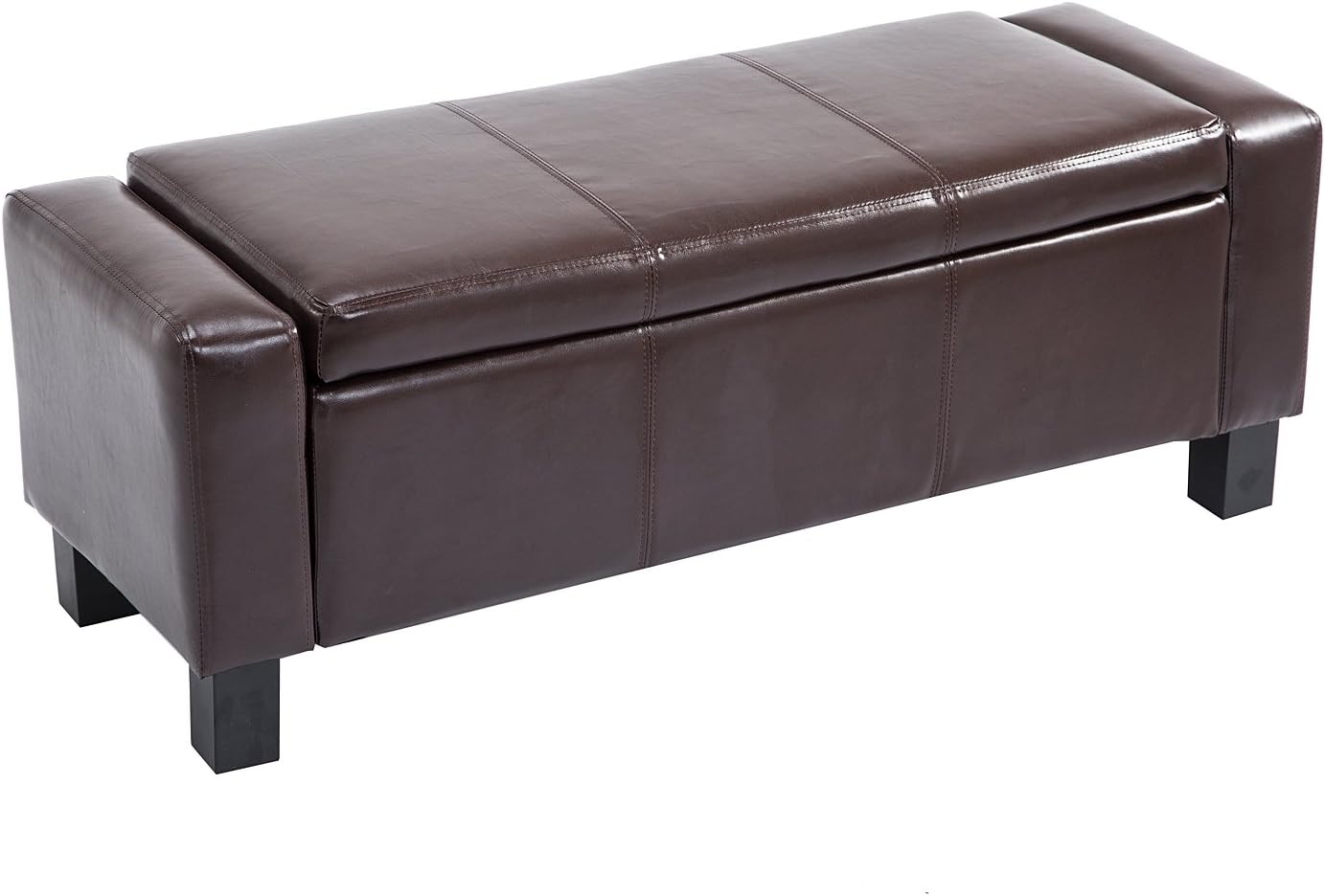 42” Faux Leather Storage Ottoman Bench Organizer