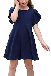 GORLYA Girl's Flutter Sleeve Stretchy A-Line Swing