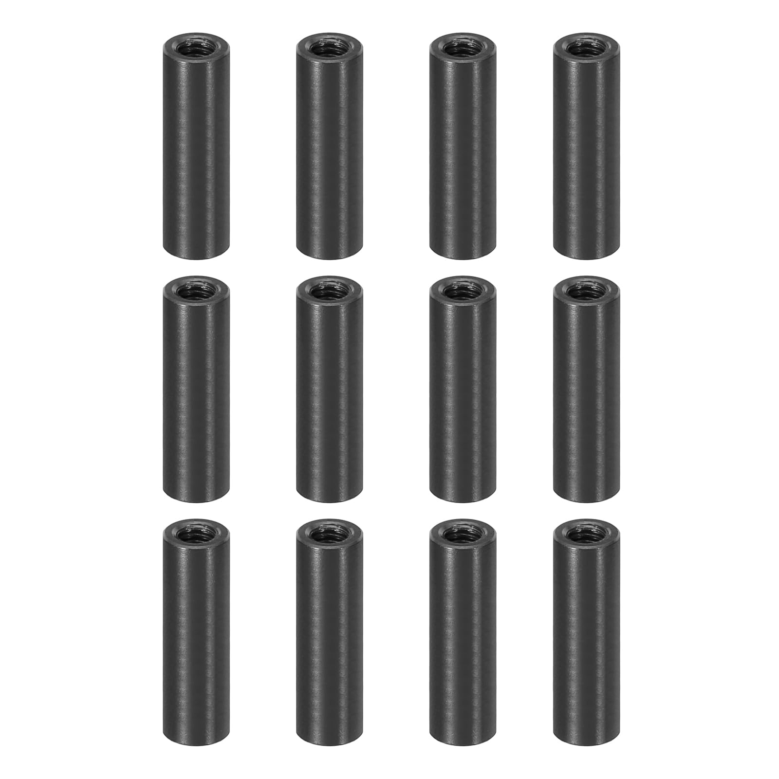 PATIKIL 12pcs M3 Metal Threaded Standoff Spacer Nuts, Round Aluminum Spacers Female Coupling Screws, 1/8" ID x 3/16" OD, Black, (18mm L) — image 1